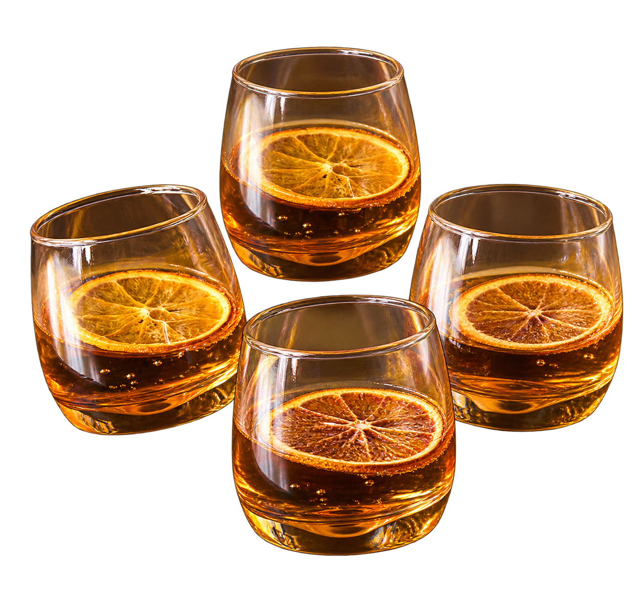 Roterende whiskeyglass, 4-pk.